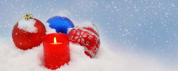 blue red christmas balls, christmas border