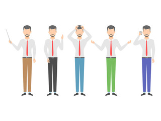 Business man set characters isolated on the white background