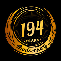 194 years anniversary. Anniversary logo design. One hundred and ninety-four years logo.