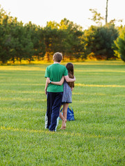 cousins walking from back