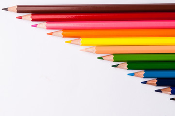 color pencils on a white background