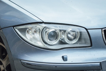 Car Headlight lamp in close up. Modern transport