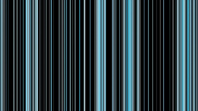 Vertical turquoise parallel lines moving from right to left on black background, seamless loop. Animation. Narrow neon straight stripes in endless flow.
