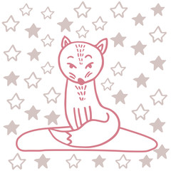 Vector set of adorable animals in trendy Scandinavian style. Funny, cute, hugge, hand drawn illustration for poster, banner, print, decoration kids playroom or greeting card.