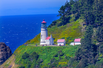 Fototapeta na wymiar Heceta Head Lighthouse Oregon Coastline Pacific Ocean