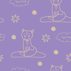 Cute animals nordic trandy pattern with heart for decoration interior, print posters, greating card, bussines banner, wrapping in modern scandinavian style in vector. Pastel color.