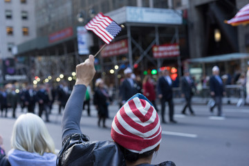 Patriotic Flag Waving at Parade