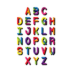 Colorful font and alphabet. Vector alphabet letters. 