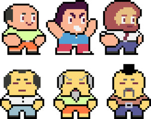 Fototapeta premium Set of funny pixel characters