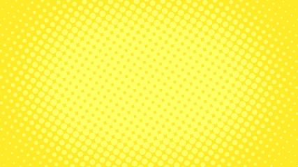 Yellow pop art retro background with halftone dots in comic style, vector illustration eps10