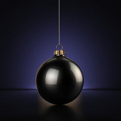 3D Rendering Black Christmas Ball