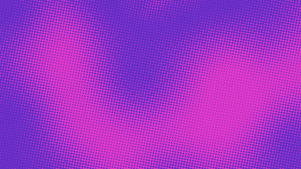 Purple and magenta pop art retro background with halftone dots in comic style, vector illustration eps10