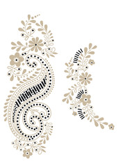 3Dillustration. technical drawing. embroidery artwork. vector line graphic. Hot-fix. Crystall work. Flower. Diamond