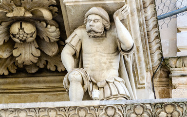 Sculpture at the Church of the Holy Cross facade, Lecce
