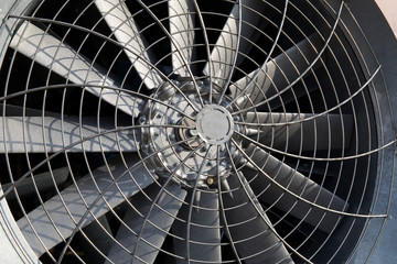 Fototapeta Huge industrial cooling fan, big cooler element close up obraz
