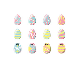 Variety happy easter icon set pack vector design