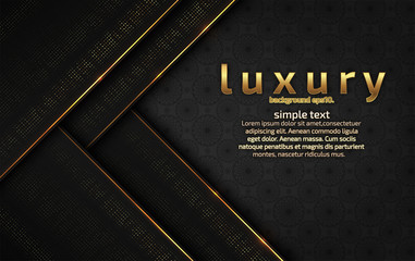 Abstract black luxury background image overlapping golden lines Geometric shapes for design Modern template
