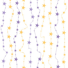 Seamless pattern with stars on line