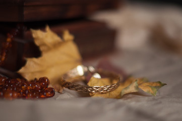 closeup of gold bracelet