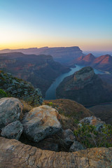Fototapeta na wymiar three rondavels and blyde river canyon at sunset, south africa 95