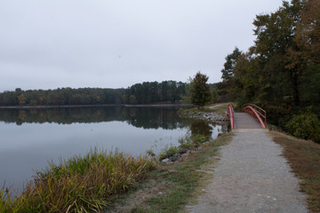 wooden bridge over the river