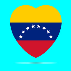 Venezuela Flag In Heart Shape Vector