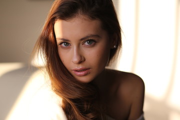 Fototapeta premium Beautiful young female brunette model