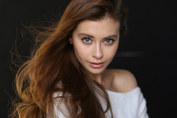 Fototapeta premium Beautiful young female brunette model