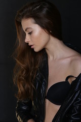 Fototapeta premium Beautiful young female brunette model