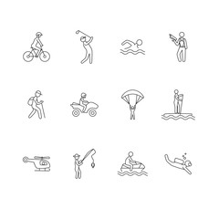 doodle characters with sport activities