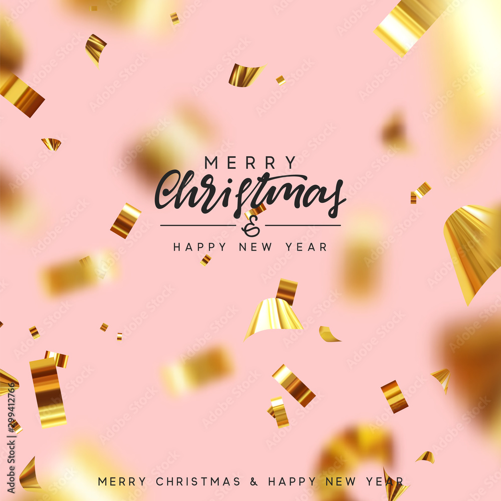 Canvas Prints merry christmas and happy new year. xmas background with realistic falling glitter gold confetti. ho