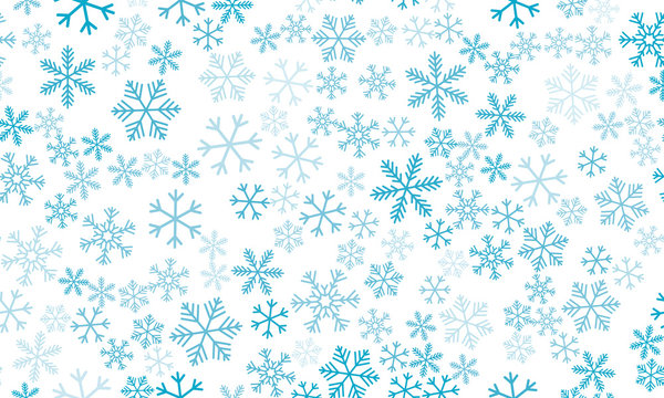 Seamless background with snowflakes. Beautiful translucent snowflakes on a transparent background