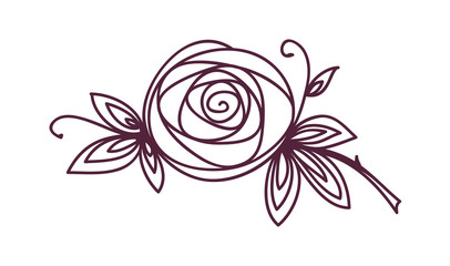 Rose. Stylized flower symbol. Outline hand drawing icon