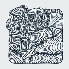 Doodle hand-drawn flower abstract background. Ink sketch texture, rough hatching drawing image