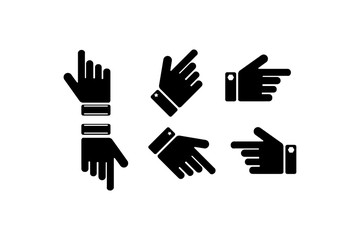 simple hand signs, phone screen flip direction gestures, hand drawing, simple hand icons, right, left, front, back direction indicators vector set