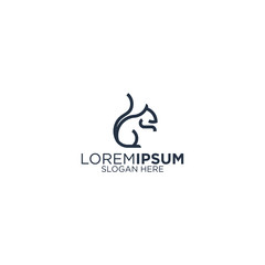 Obraz premium Simple line art squirrel logo design vector