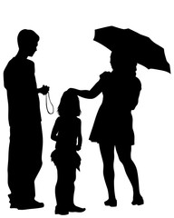 Parents with little child on white background