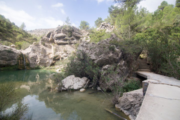 Fototapeta na wymiar La Encantada cascade in Planes Alicante province Spain