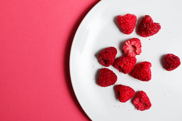 freeze-dried raspberries top view