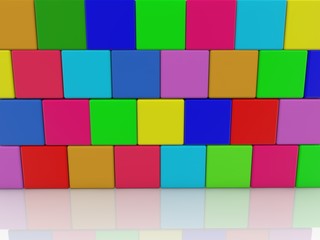 Fototapeta na wymiar Colored toy cube wall