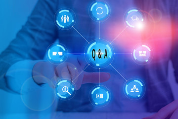 Handwriting text writing Q And A. Conceptual photo defined as questions being asked and answers Picture photo system network scheme modern technology smart device