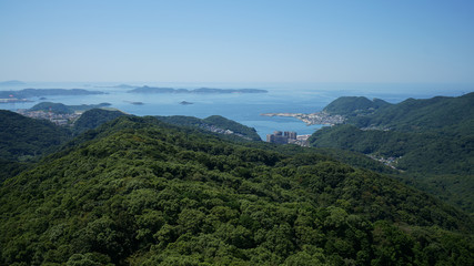 Panoramic aerial views of Nagasaki city from the mount Inasa observation platform, Kyushu, Japan.