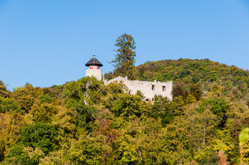 Arlesheim, Schloss Birseck, Burg, Wald, Laubwald, Ermitage, Wanderweg, Herbstlaub, Herbst, Schweiz