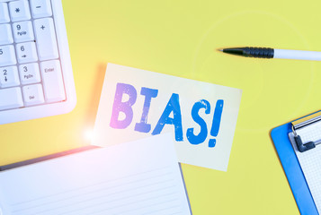 Word writing text Bias. Business photo showcasing inclination or prejudice for or against one...