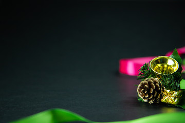 Xmas decorations with pink ribbon