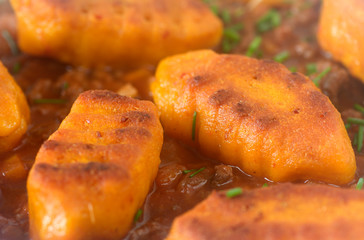 pumpkin gnocchi with bolognese sauce