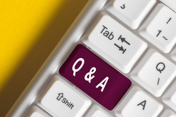 Conceptual hand writing showing Q And A. Concept meaning defined as questions being asked and...
