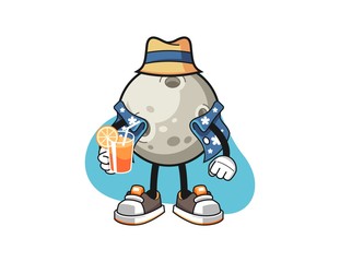 Moon vacation cartoon. Mascot Character vector.