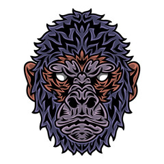 Vintage gorilla face. Heading vintage style Isolated on a white background.