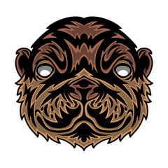 Vintage Otter face. Heading vintage style Isolated on a white background.